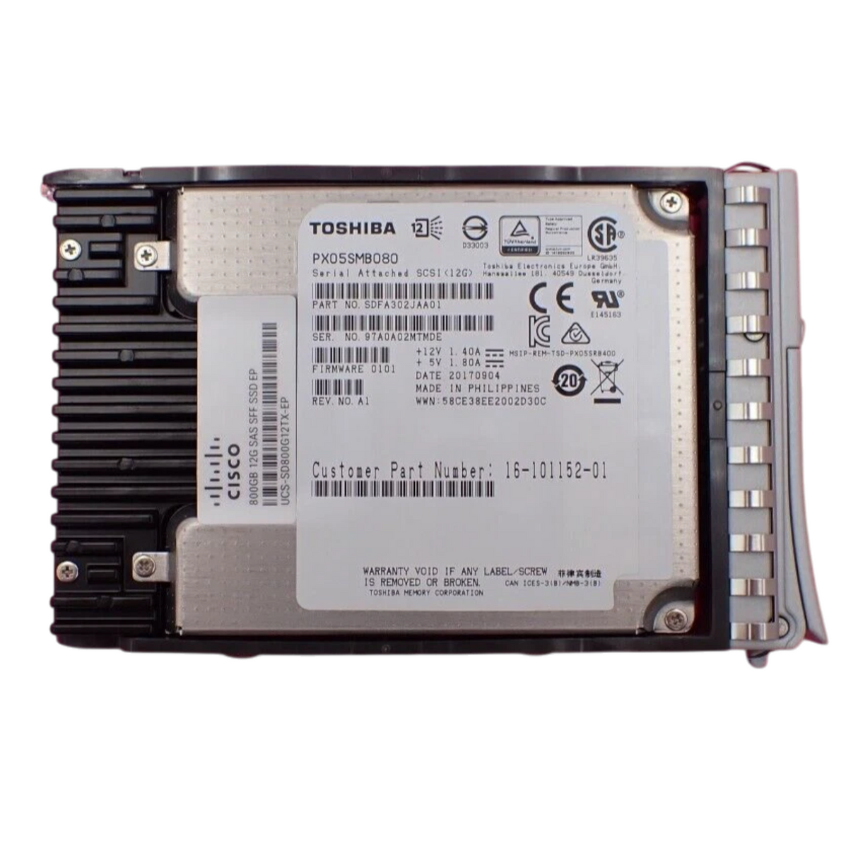 Cisco UCS-SD800G12TX-EP 800GB 2.5" SAS 12Gb/s Solid State Drive SSD in M5 Caddy