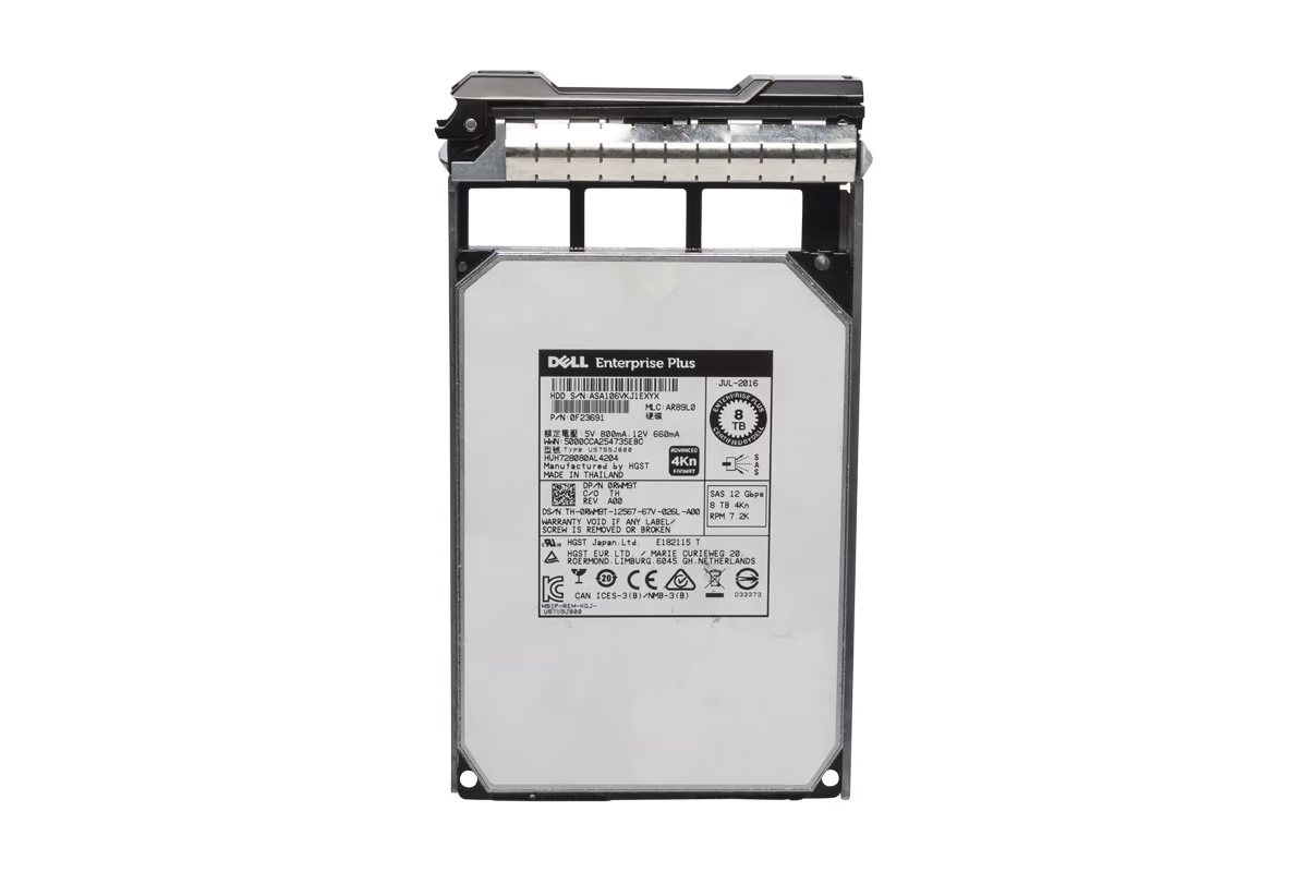 Dell Compellent 8TB 7.2K SAS 12G 4Kn Enterprise 3.5" HDD 07GVN HUH728080AL4204