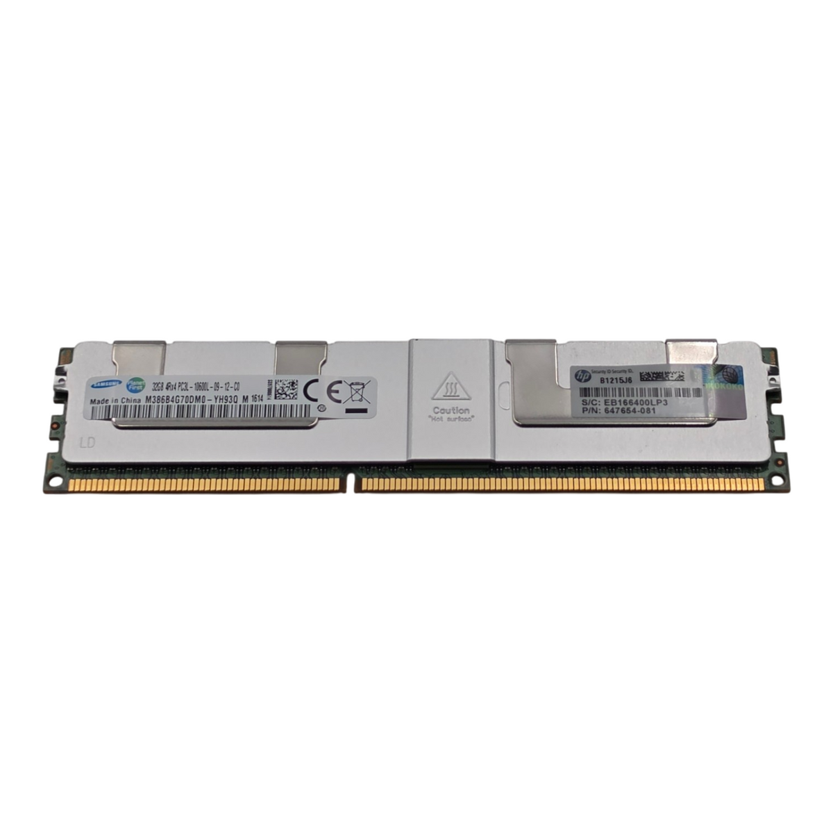 HP 647903-B21 32GB 4Rx4 PC3L-10600L DDR3L CL9 1.35V ECC REG LRDIMM Memory