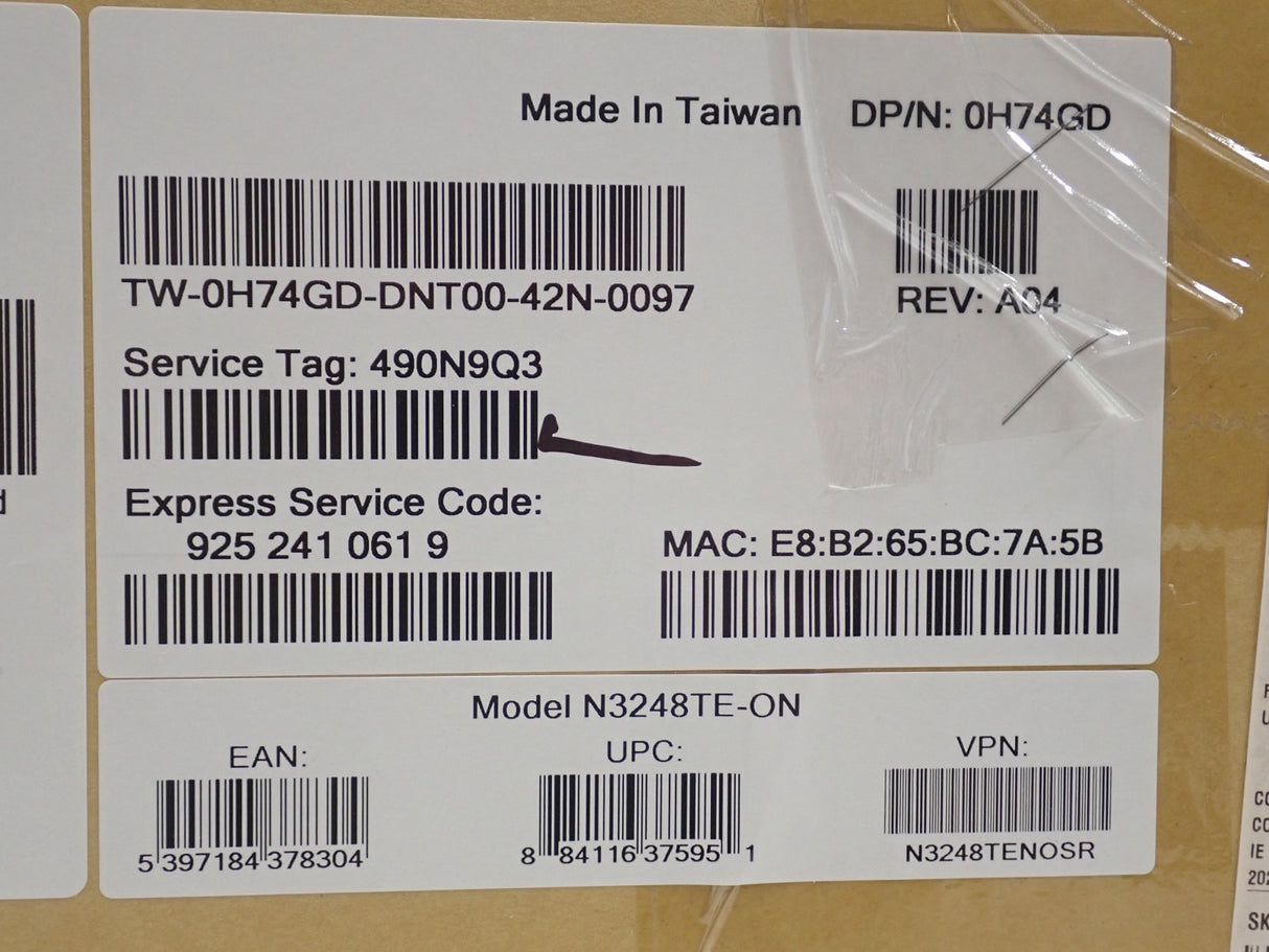 NEW Dell EMC PowerSwitch N3248TE-ON 48x 1GbE RJ45 4x SFP+ 2x QSFP28 Switch