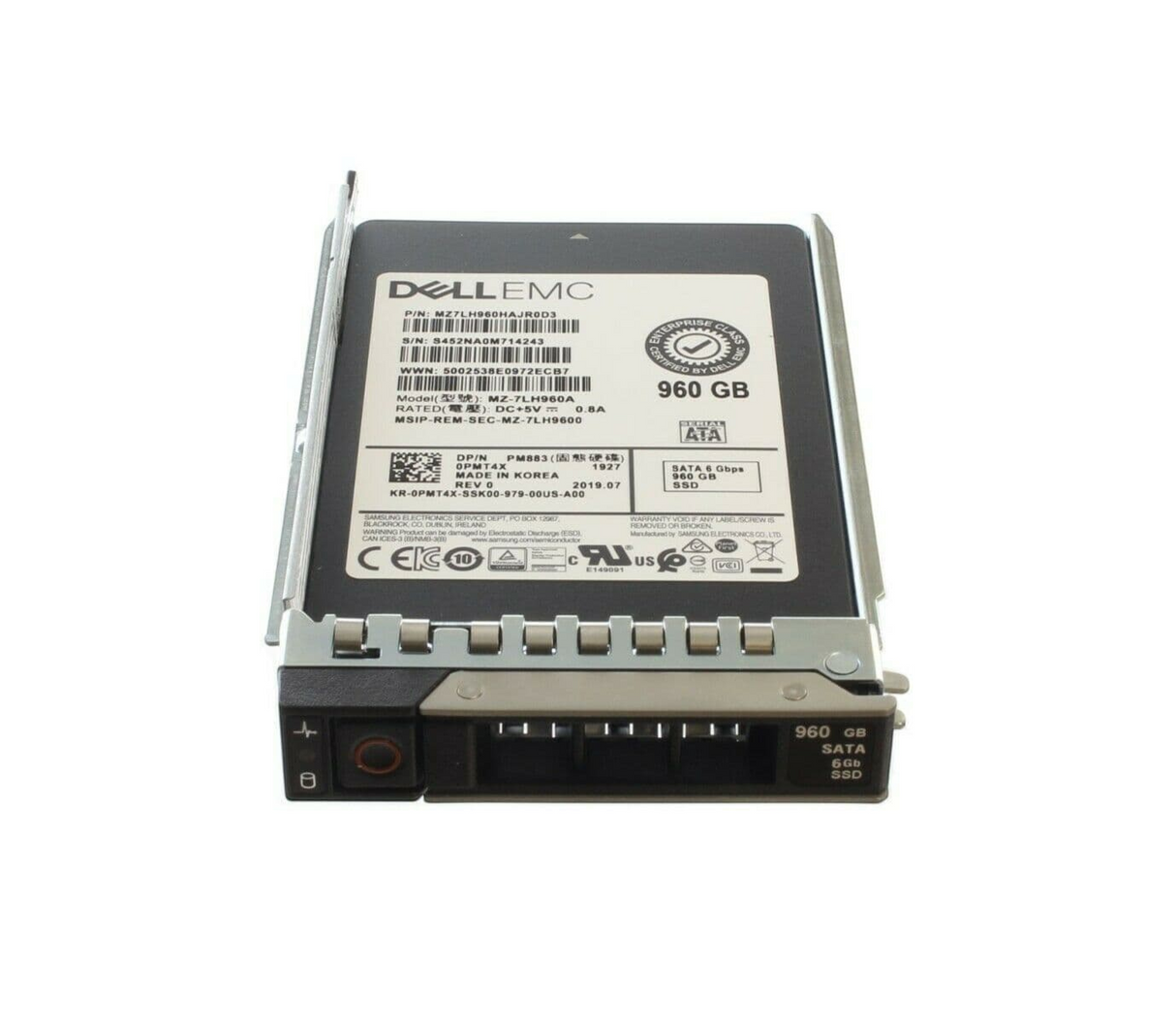 Dell 960GB 6G SATA 2.5" Enterprise SSD PMT4X MZ-7LH960A in 14/17th Gen Caddy