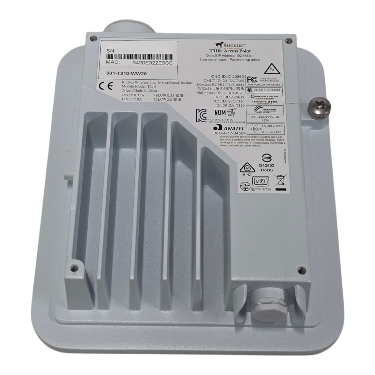 Ruckus T310 Wave 2 Outdoor 802.11ac 2x2:2 MIMO Wi-Fi Access Point 901-T310-WW20