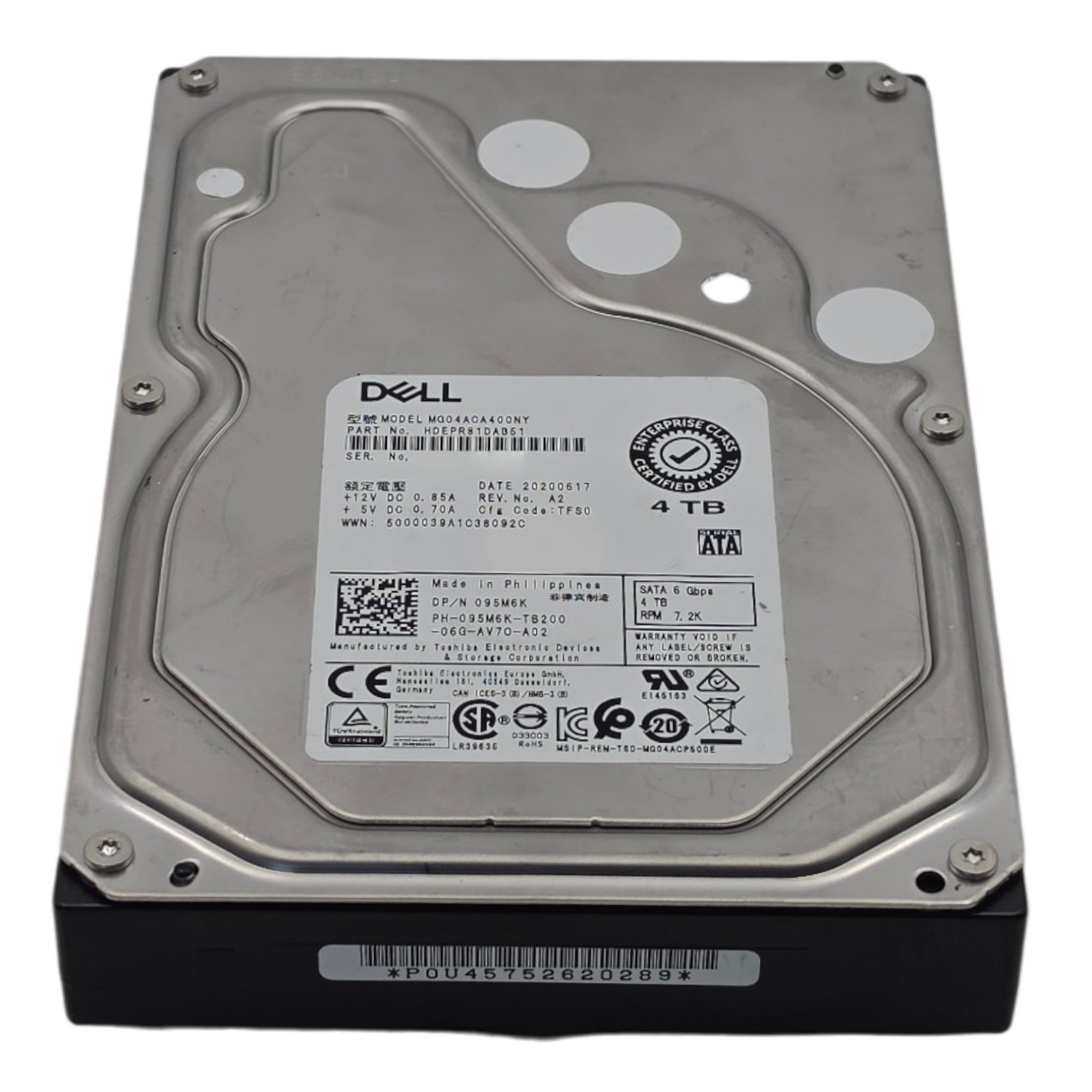 Dell 95M6K 4TB 7.2K SATA 6G 3.5" 128MB LFF HDD Hard Drive MG04ACA400NY 095M6K