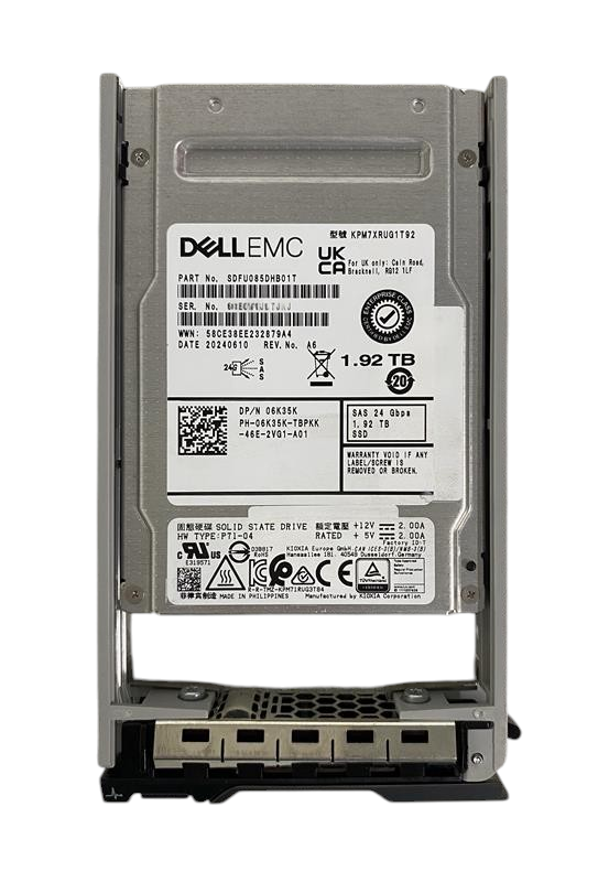 NEW Dell 1.92TB SAS 24G RI 2.5" SFF SSD KPM7XRUG1T92 6K35K + 12/13th Gen Caddy