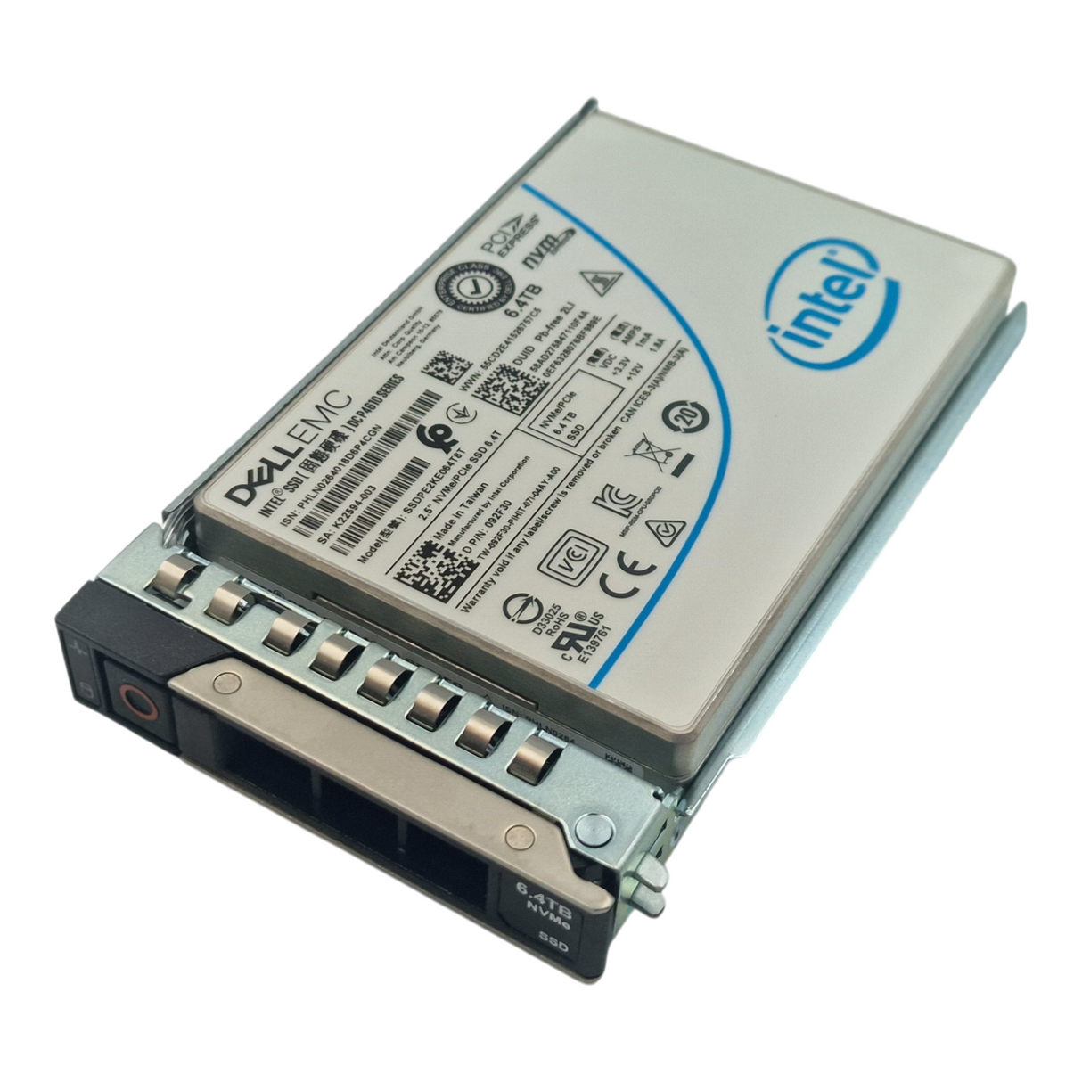Dell 6.4TB U.2 PCIe 3.1 x4 NVMe MU TLC SSD 92F30 SSDPE2KE064T8T + G14-17 Caddy