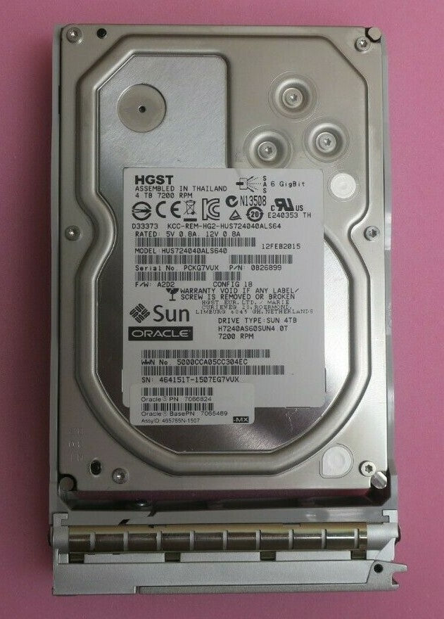 Sun Oracle 4TB 7.2K 6Gb/s SAS 3.5" Hard Drive HDD In Sun Caddy 7066824 7065489