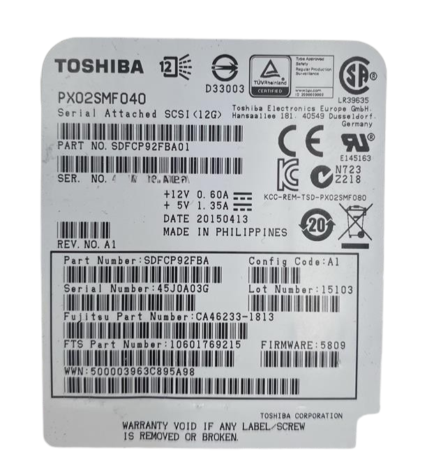 Fujitsu 400GB 12G SAS MU 2.5" SFF SSD with Caddy CA07670-E673 for Eternus DX