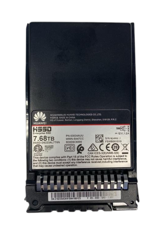 Huawei 7.68TB 12G SAS 2.5" SFF Enterprise SSD 02354GKN HSSD-D6223AL7T6N 03034AUU