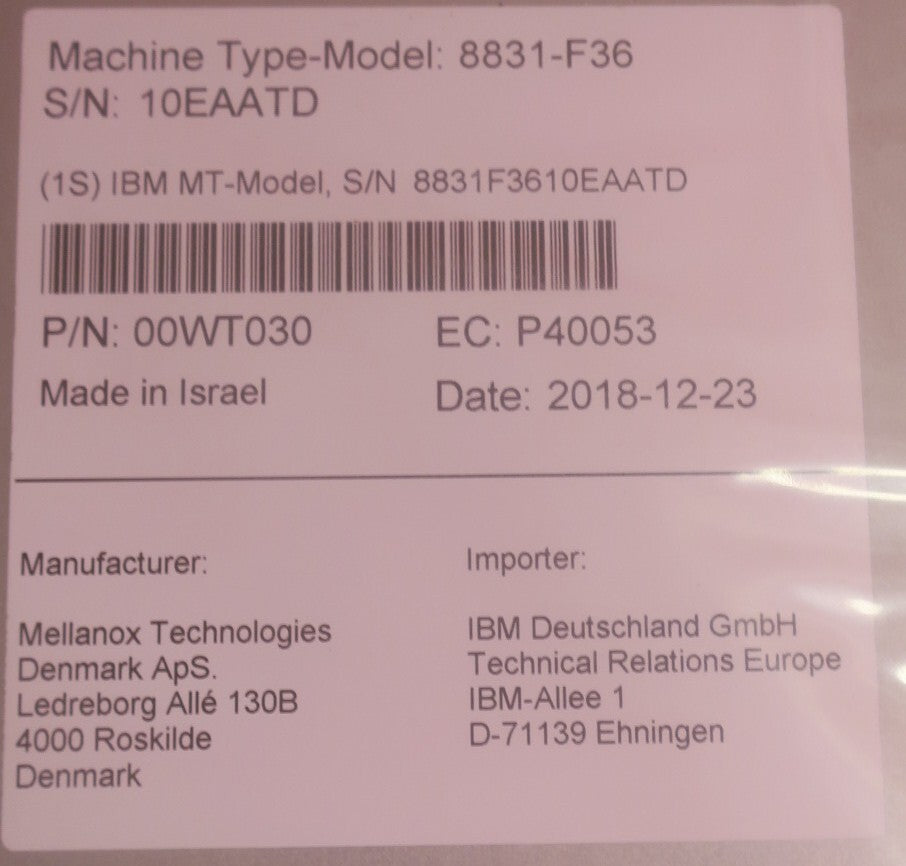 NEW IBM Mellanox SX6036 36x 56Gb/s QSFP FDR14 Infiniband Managed Switch 8831-F36