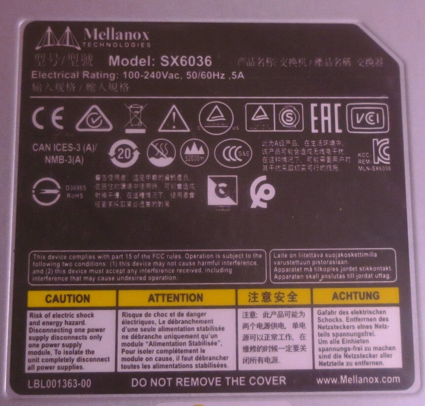 NEW IBM Mellanox SX6036 36x 56Gb/s QSFP FDR14 Infiniband Managed Switch 8831-F36