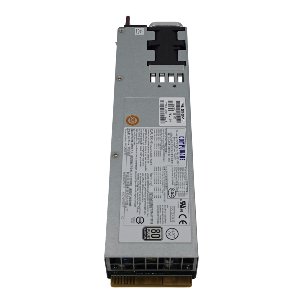 Supermicro PWS-2K03P-1R 2000W 1U Redundant Power Supply PSU PFC 80+ Platinum