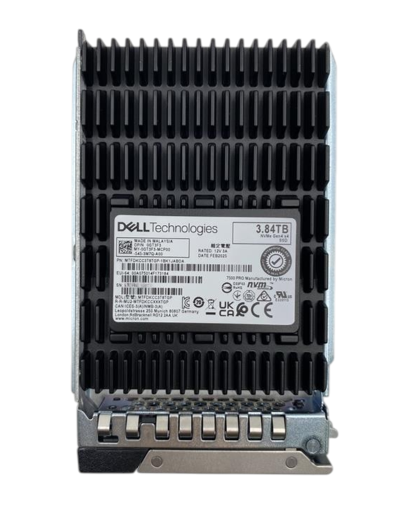 Dell 3.84TB PCIe Gen4 NVMe RI 2.5" SSD Micron 7500PRO PCIE GT3F3 MTFDKCC3T8TGP