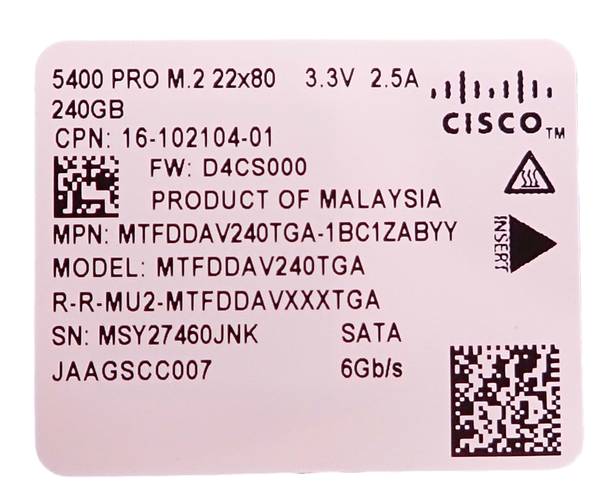 Cisco Boot Optimized M.2 RAID Controller UCS-M2-HWRAID +2x 240GB SSD UCS-M2-240G