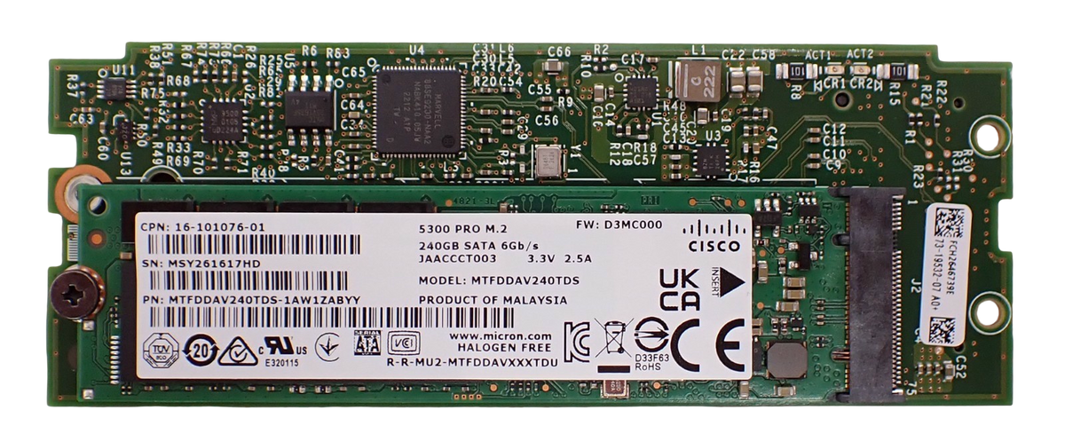 Cisco Boot Optimized M.2 RAID Controller UCS-M2-HWRAID +2x 240GB SSD UCS-M2-240G