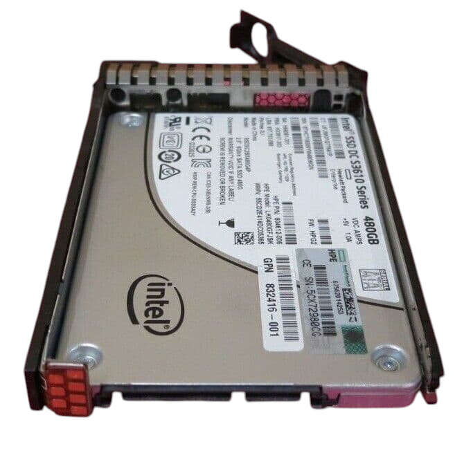 HPE Intel DC S3610 480 GB 6G SATA MU 2.5" SFF SSD + Caddy 832414-B21 832416-001