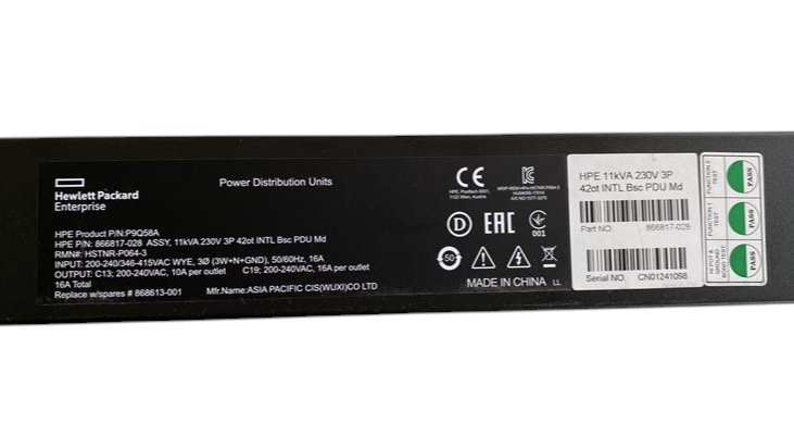 HPE P9Q58A G2 Basic 0U 3PH PDU 42 Outlet C13 C19 AC 200-240/346-415V 11000VA
