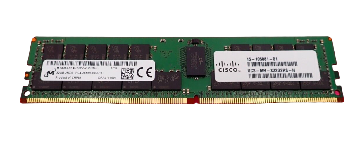 Cisco 32GB 2Rx4 DDR4-2666V PC4-21300 RAM Memory UCS-MR-X32G2RS-H 15-105081-01
