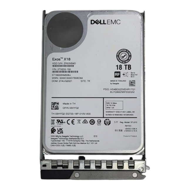 Dell 18TB 7.2K SAS 12G 512e Enterprise Class 3.5'' LFF HDD 5HYG2 ST18000NM006J