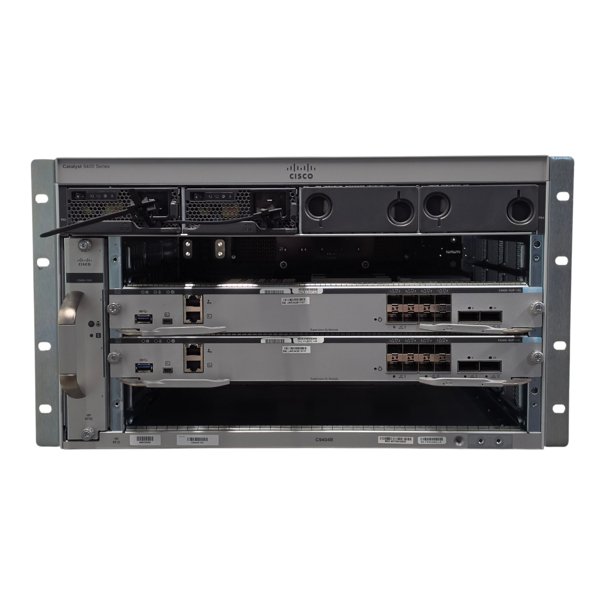 Cisco Catalyst C9404R 4-Slot 6U Switch Chassis w/ 2x C9400-SUP-1XL 2x 3200W PSUs