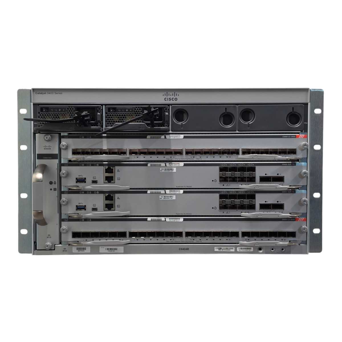 Cisco Catalyst C9404R Switch 2x C9400-SUP-1XL 2x C9400-LC-24XS 10G 2x 3200W PSU