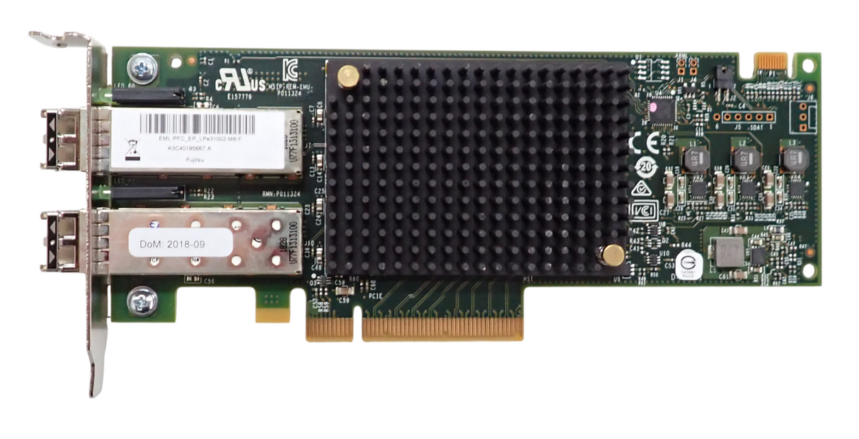 Fujitsu LPe31002 2x 16Gb FC Host Bus Adapter HBA + 2x SFP S26361-F5596-E202 HH