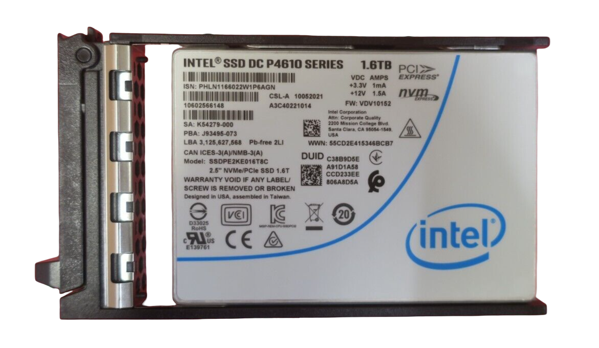 NEW Fujitsu 1.6TB PCIE NVMe Mixed Use 2.5" Hot-Plug SSD +Caddy S26461-F5737-L160