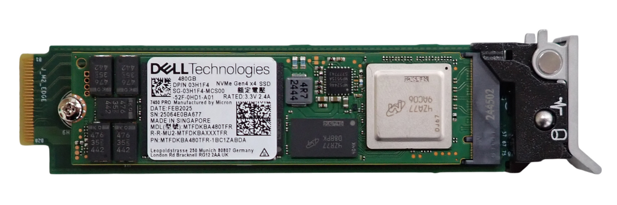 NEW Dell 480GB NVMe Gen4 X4 M.2 2280 SSD 3H1F4 + BOSS-N1 16/17th Gen Caddy KH121