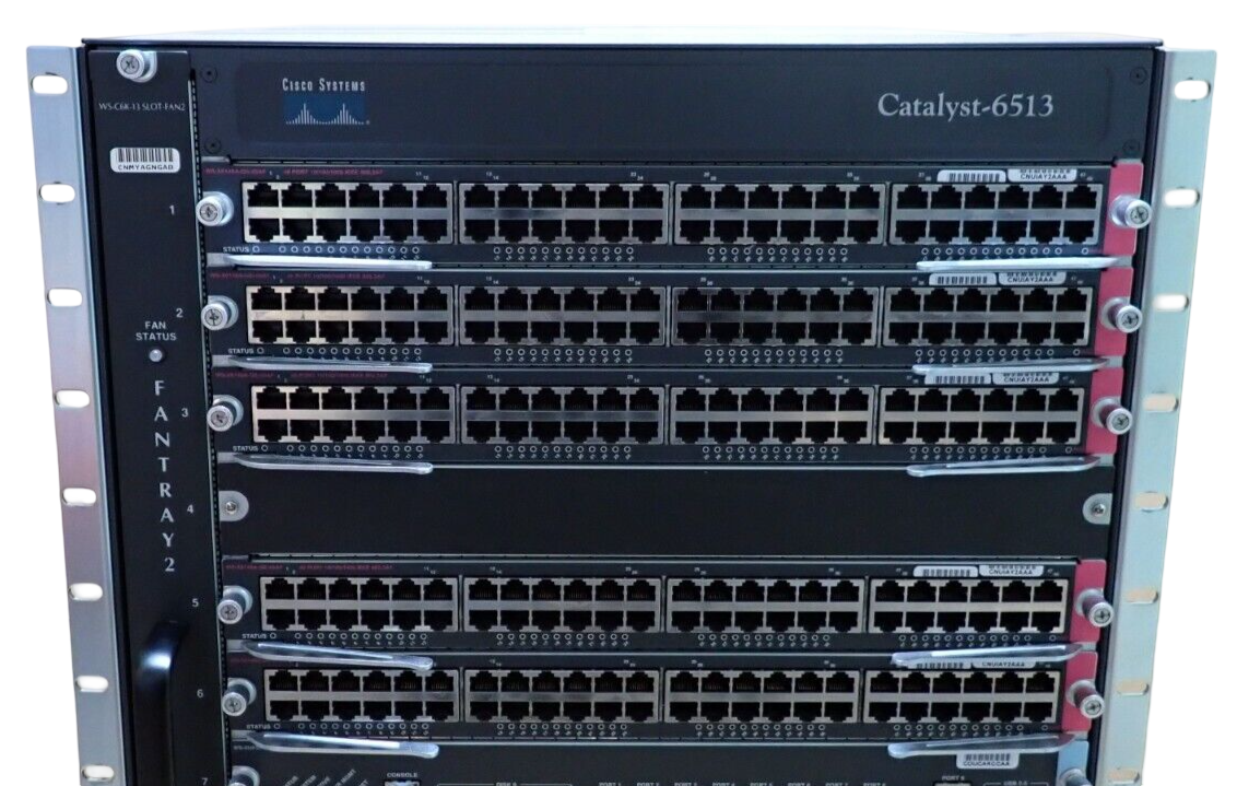 Cisco Catalyst WS-C6513 Switch Chassis + 7x WS-X6148A-GE-45AF 2x WS-SUP32-GE-3B