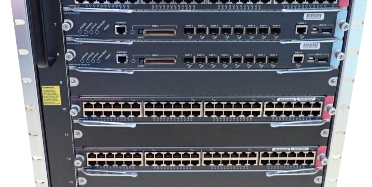 Cisco Catalyst WS-C6513 Switch Chassis + 7x WS-X6148A-GE-45AF 2x WS-SUP32-GE-3B