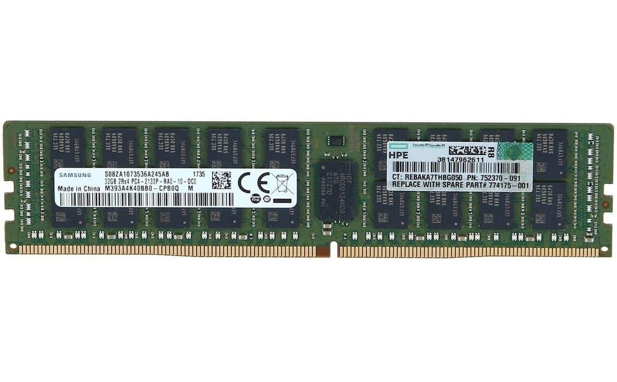 HP 32GB 2Rx4 PC4-2133P DDR4 288-Pin ECC REG Server Memory 752370-091 728629-B21