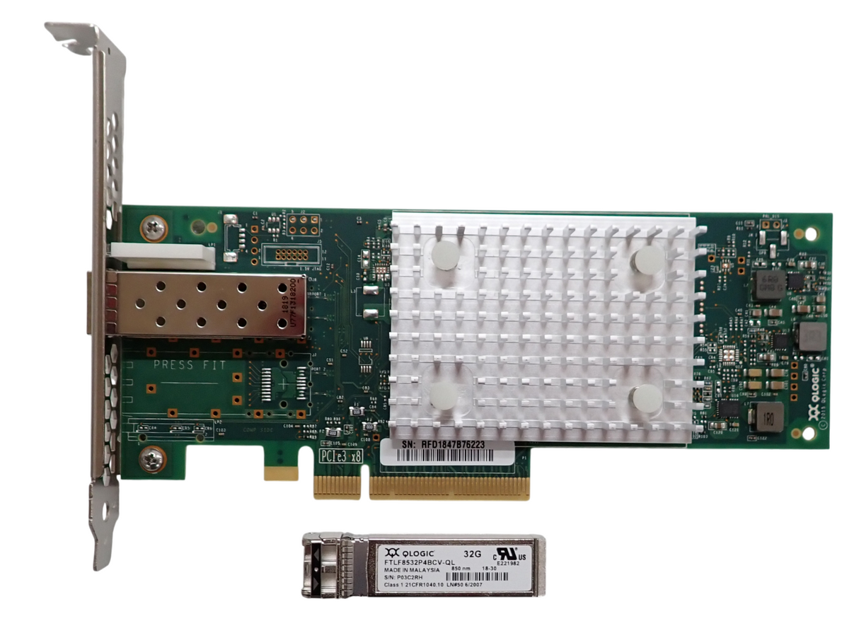 NEW QLogic QLE2740-SR Single-Port 32Gb FC SFP+ Host Bus Adapter HBA LP FH + SFP