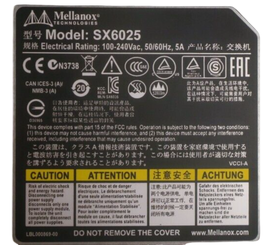 Mellanox Infiniband IB SX6025 FDR 36-Port Switch MSX6025F-1SFS B2F +2x PSU