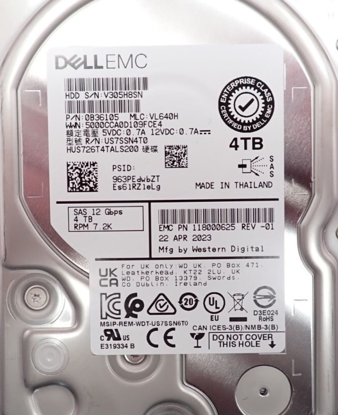New Dell EMC Data Domain DS60 4TB 7.2K SAS 6/12G 3.5" HDD 005053107 118000625