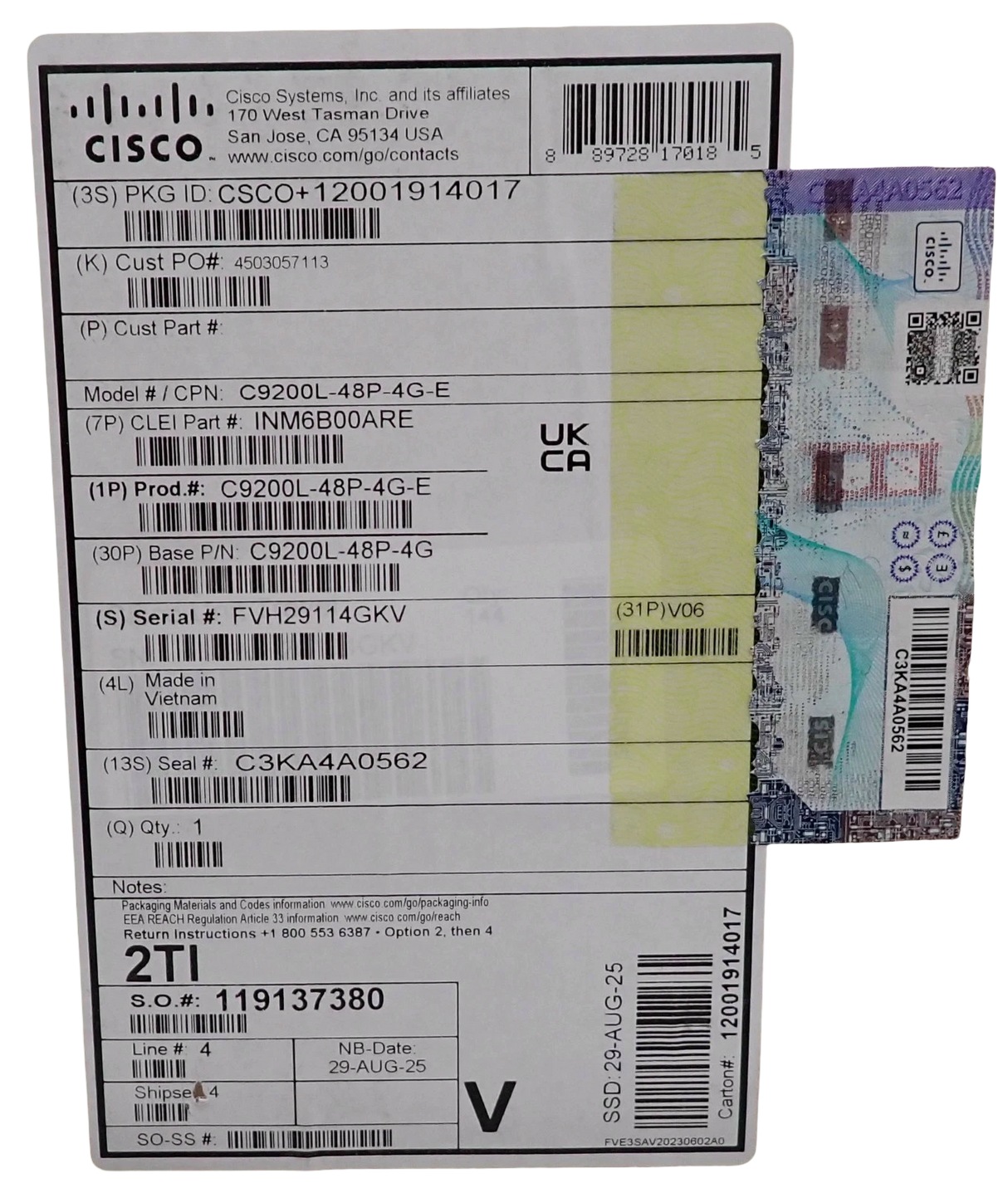 NEW Cisco C9200L-48P-4G-E Catalyst 9200L 48-Port PoE+ + 4x 1G uplinks L3 switch