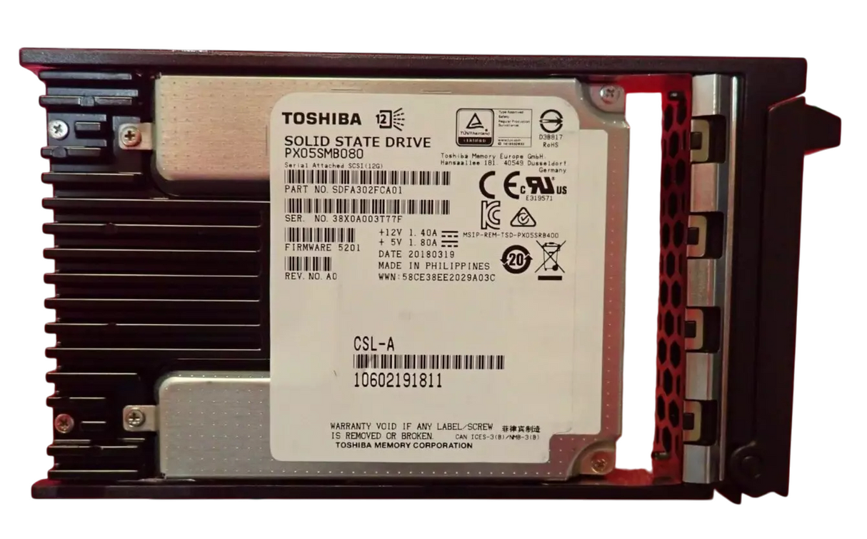 Fujitsu 800GB SAS 12Gb/s WI 2.5" SFF MLC Solid State Drive SSD S26361-F5608-L800
