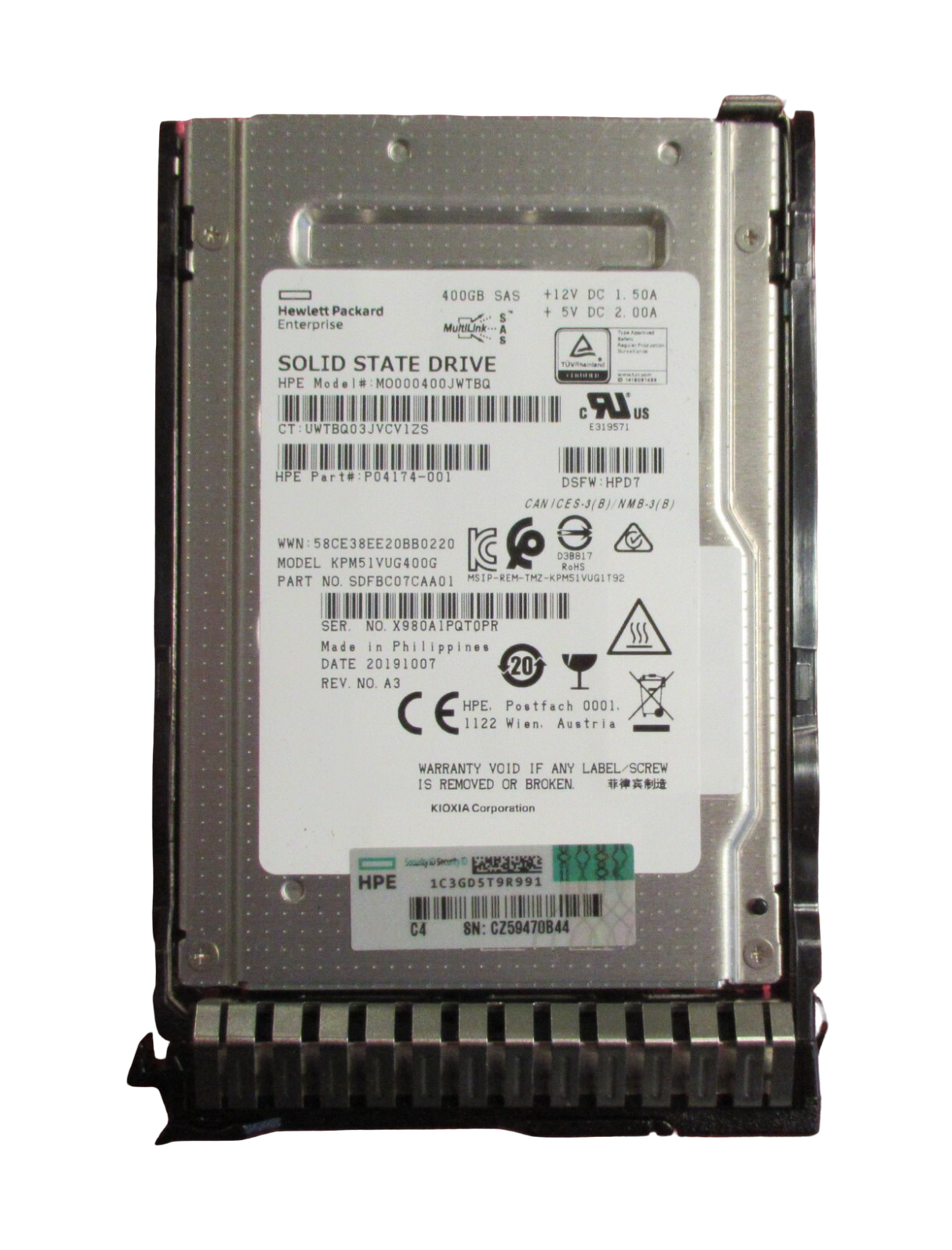 HPE 400GB SAS 12G MU 2.5" Hot-Plug Solid State Drive SSD P06576-001 P04525-B21