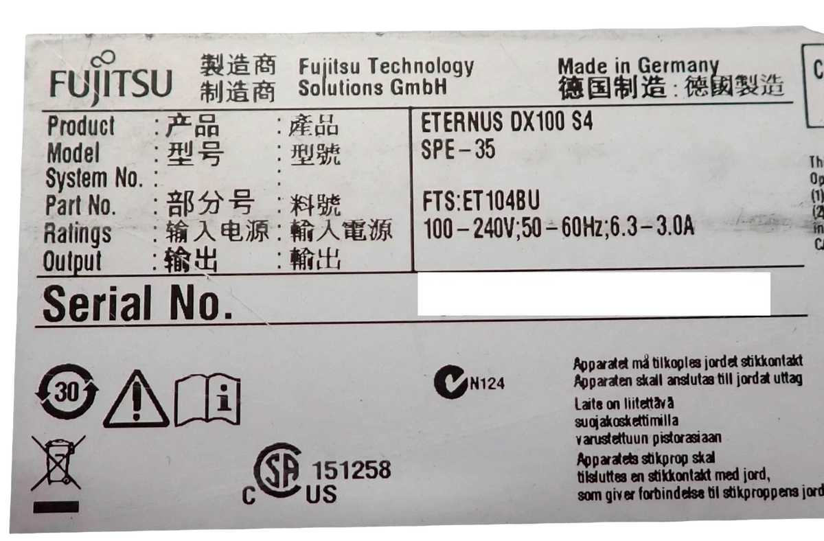 Fujitsu Eternus DX100 S4 Storage System 12x LFF Bay 2x PSU NO CONTROLLERS