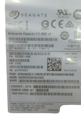 New Fujitsu FTS:ETEN1HC-L 2.5" 1TB 7.2K NL SAS Hard Drive HDD For DX 80 90 S2