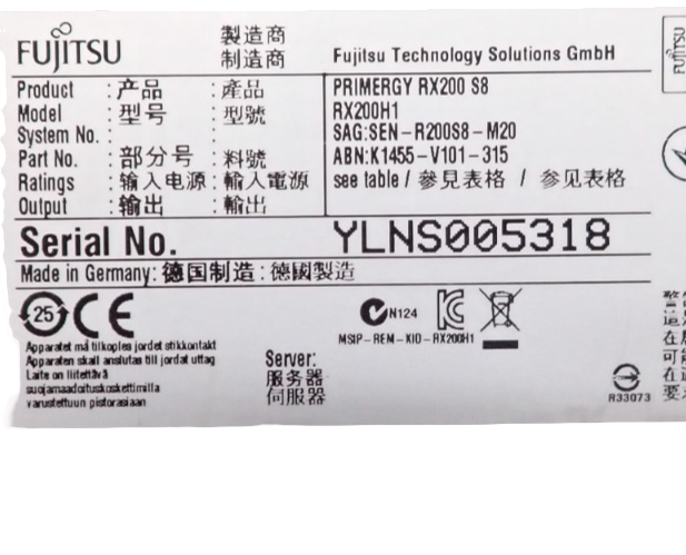 Fujitsu Primergy RX200 S8 2x E5-2609 V2 2.50GHz 8GB RAM 4x 2.5" COA 1U Server