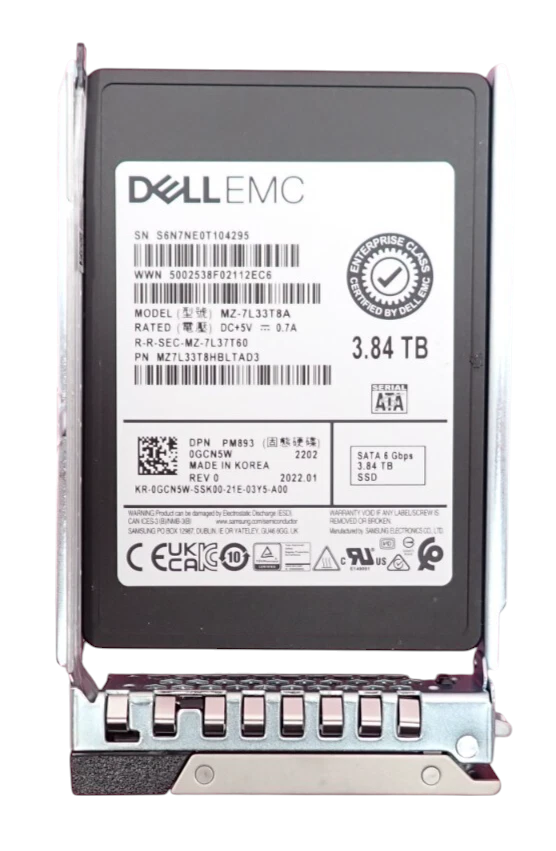 Dell 3.84TB SATA 6Gb/s 2.5" RI SSD MZ-7L33T8A GCN5W + 14/15/16th Gen Caddy