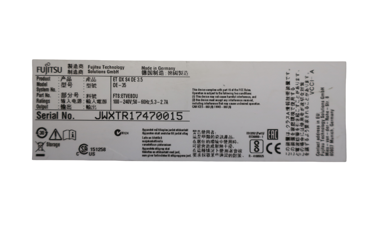 Fujitsu Eternus DX200 S4 12-Bay 3.5" SFF Expansion Array+ 2 x CA05967-1610