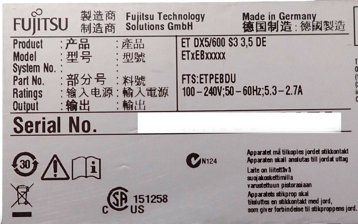 Fujitsu Eternus DX5/600 S3 LFF Expansion Array 1x I/O 12G Controller 2x 800W PSU