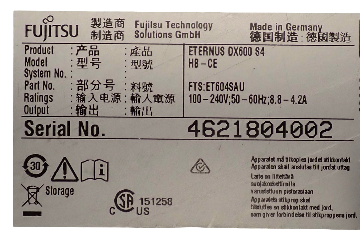 Fujitsu Eternus DX600 S4 Base FTS:ET604SAU + 2x Controller Modules CA07555-D831