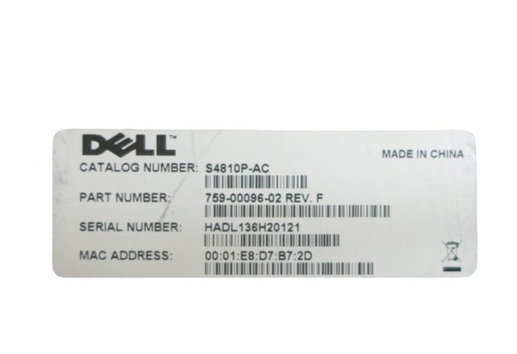Dell Force10 S4810 S4810-01-64F 48x 1/10GbE SFP+ + 4x 40GbE QSFP+ Switch +2x PSU