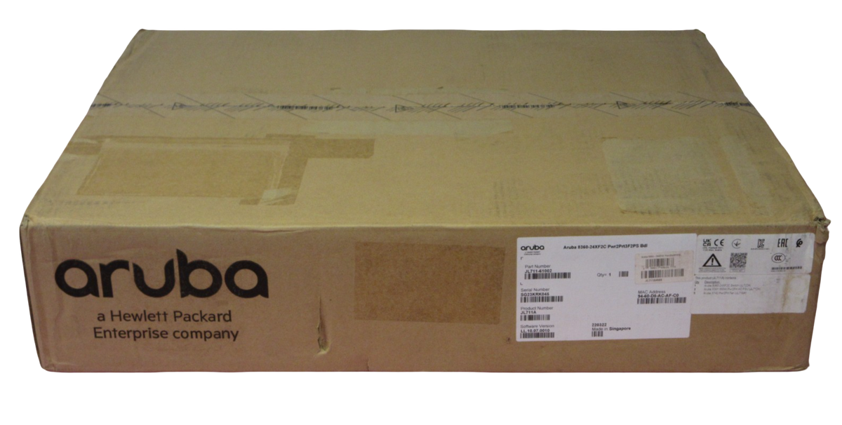NEW HPE Aruba 8360-24XF2C JL711A CX 8360 v2 24x10Gb SFP+ 2x100Gb QSFP28 Switch