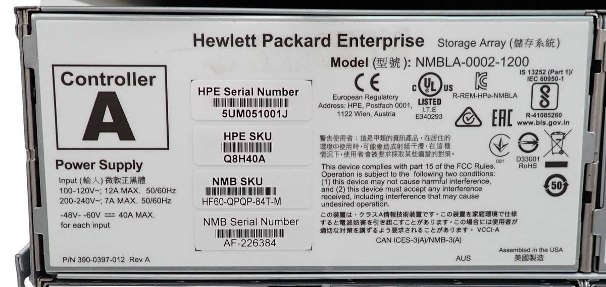 HPE Nimble Storage Flash Array HF60 84TB Q8H40A + ES3 Expansion Q8H34A 42TB