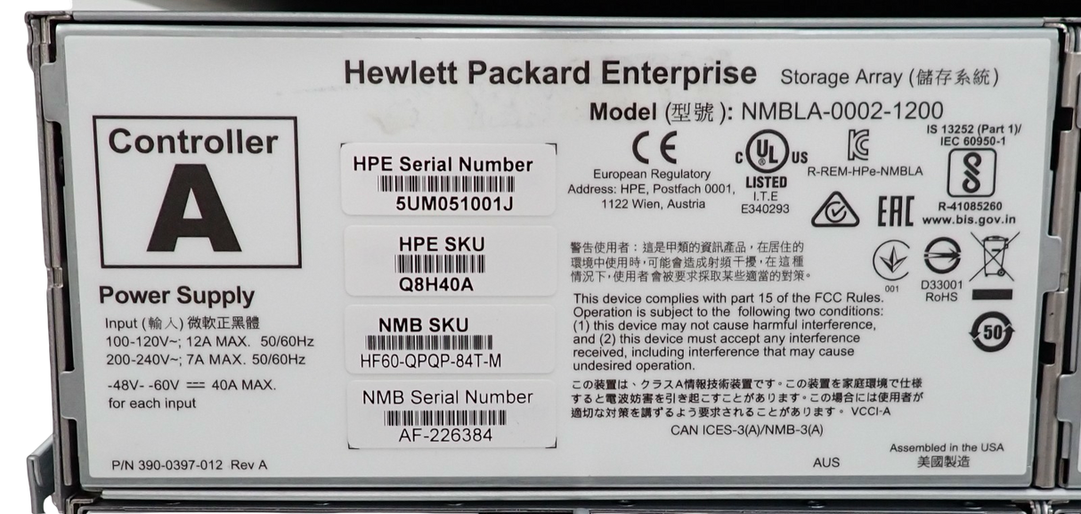 HPE Nimble Storage Flash Array HF60 84TB Q8H40A + ES3 Expansion Q8H34A 42TB
