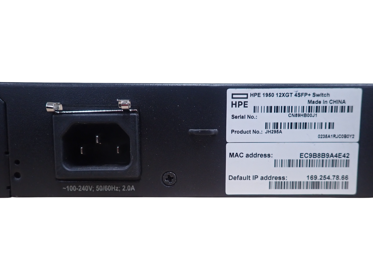 HPE OfficeConnect 1950 12XGT 12x 10G RJ-45 + 4x 10G SFP+ Port 1U Switch JH295A