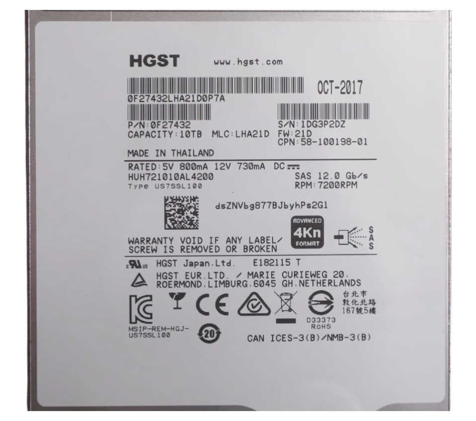Cisco UCS 10TB 7.2K SAS 12Gb/s 4Kn 3.5" LFF Hard Drive HDD UCS-HD10T7KL4K