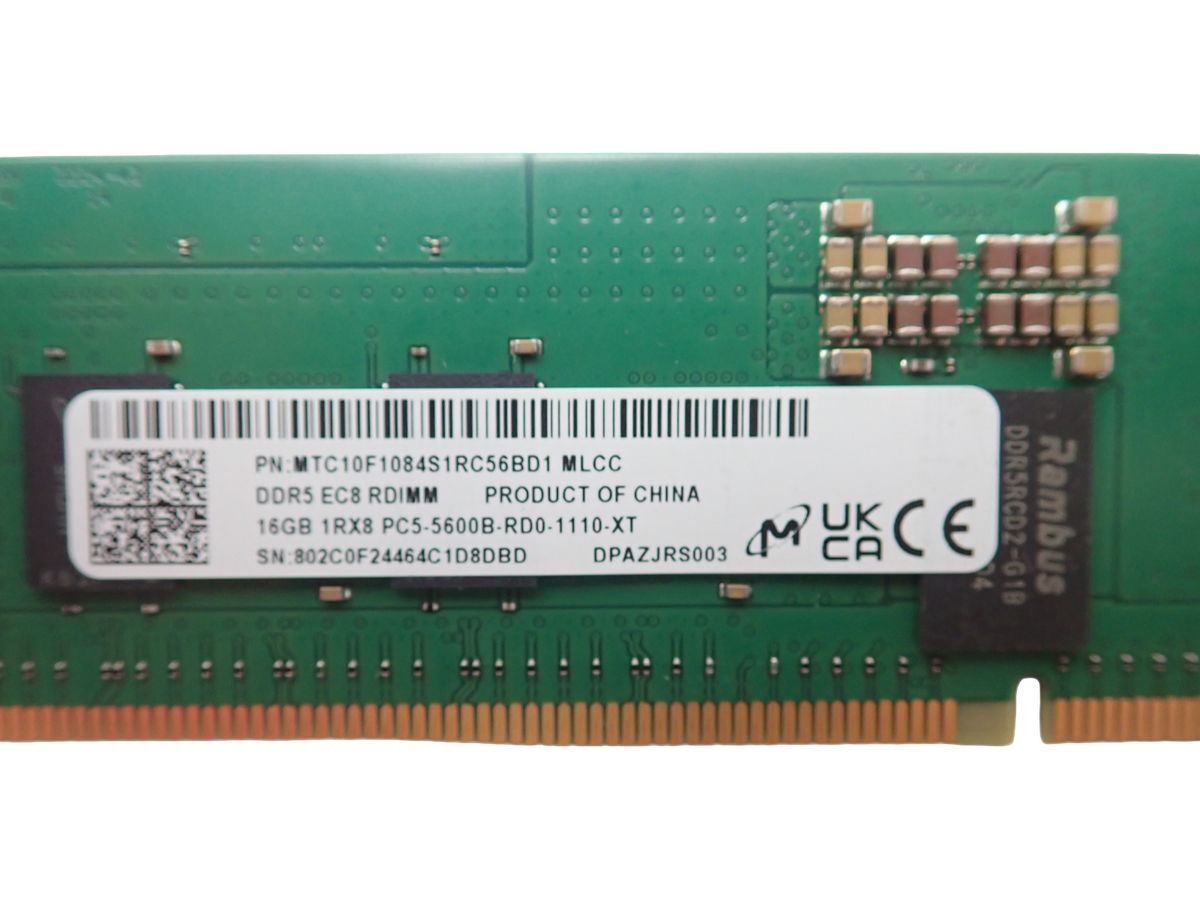 NEW Micron 16GB 1Rx8 PC5-5600B DDR5 ECC RDIMM Server Memory MTC10F1084S1RC56BD1